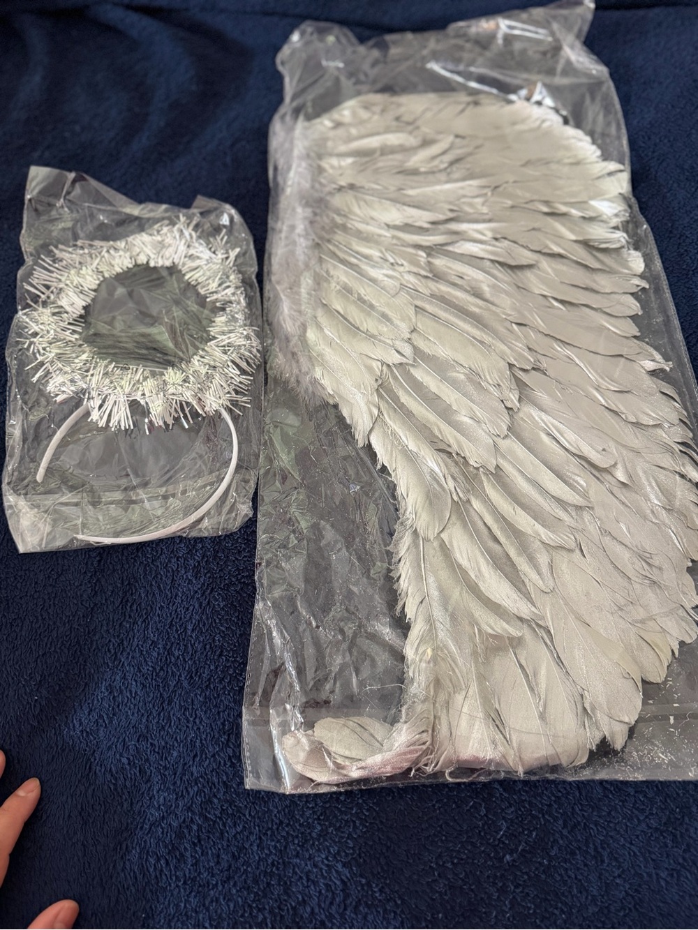 Silver Feather Angel Wings and Halo Headband Set - Women